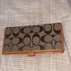 Coach Brown and Tan Signature Wallet /Check book cover